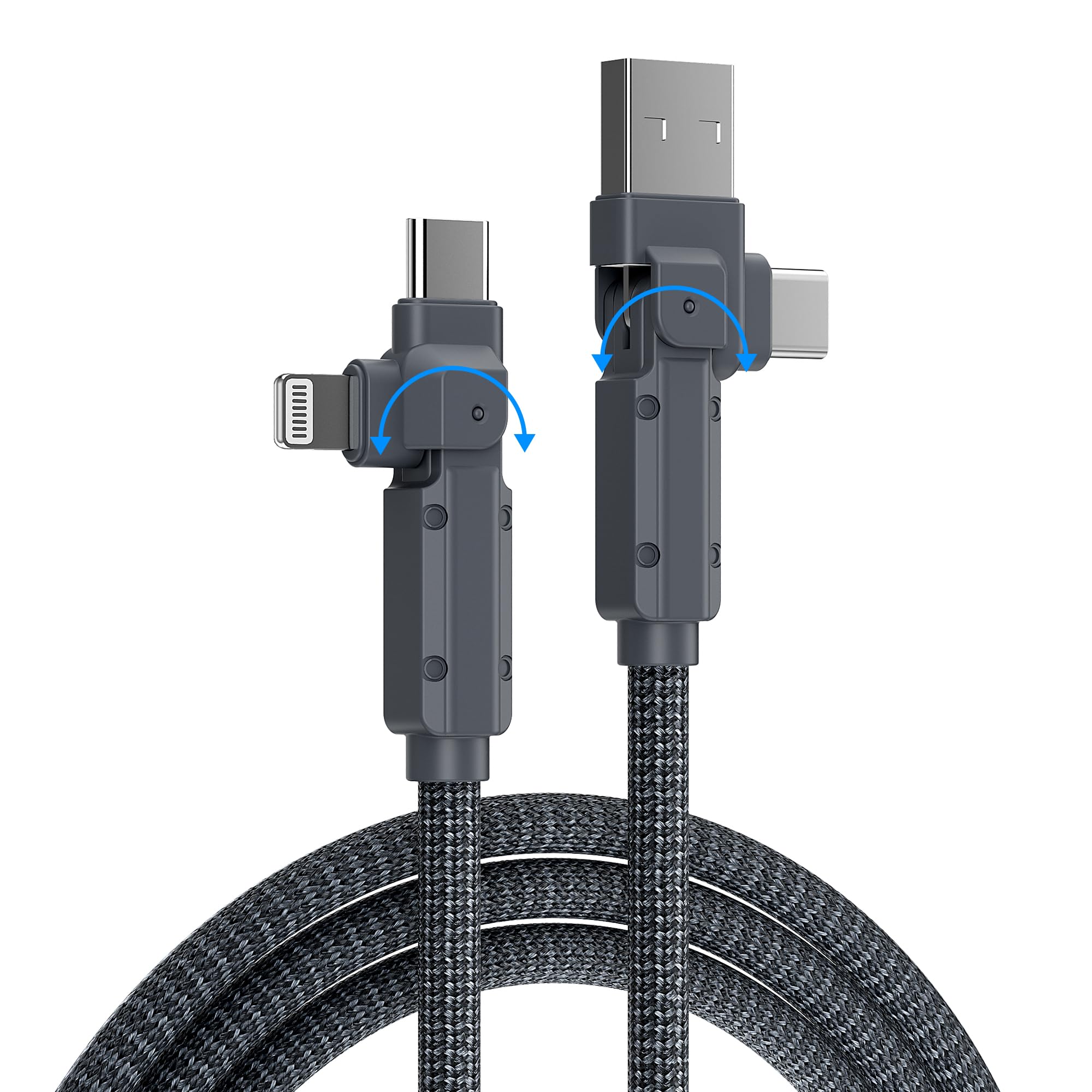 Amazon.com: 4 in1 180° Rotating USB C Cable – MFi Certified 60W
